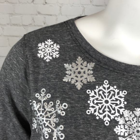 1X 2X 3X Gray Snowflake Sweatshirt Christmas Xmas Plus Size - Picture 5 of 6
